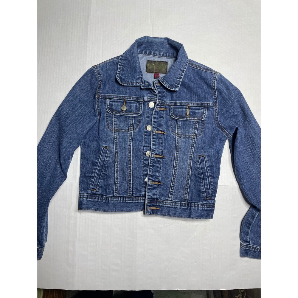 Lee Jeans Denim Jacket Blue Classic Trucker Style Button Front Women's M‎
